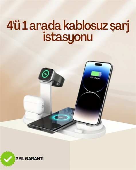 4 Cihazı Aynı Anda Şarj Edebilen Kablosuz Şarj İstasyonu – Çok Yönlü ve Pratik Tasarım MİR94145449 ürün görseli 1