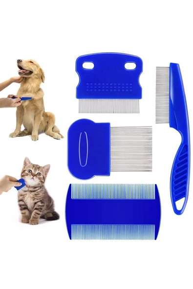 4'lü Bit Evcil Hayvan Tarak Seti Kedi Köpek Bit Tarak Seti Pire Tarağı MİR30892120 ürün görseli 1