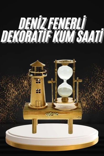 Hediyelik Eşya Retro Deniz Fenerli Kum Saati Ahşap Görünümlü Dekoratif Eşya MİR47191886 ürün görseli 1