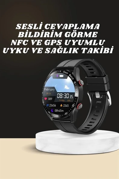 Akıllı Saat Amoled Ekran Metal Ve Deri Kordonlu Uyku ve Sağlık Takibi Titreşimli MİR47858822 ürün görseli 1