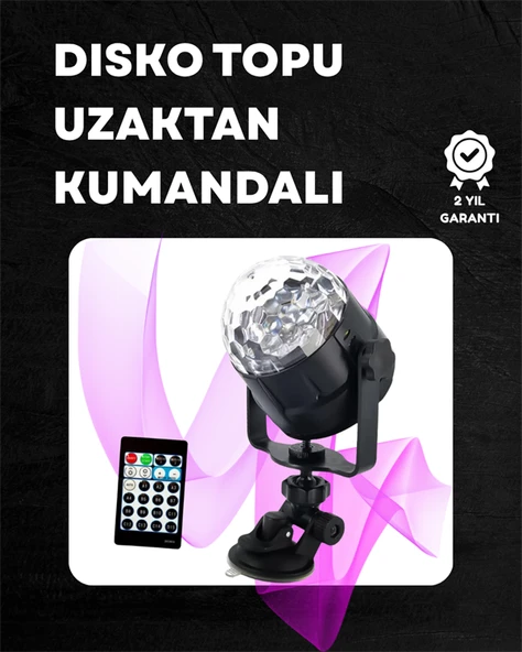 Kompakt Tasarımlı, Döner Renkli LED Disko Topu - Ev ve Profesyonel Kullanım MİR66381543 ürün görseli 1