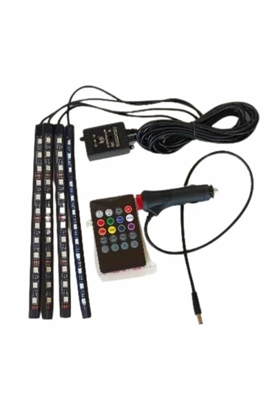 12 Ledli RGB Işıklı Araç Içi Ayak Altı Led Oto Ampul Kumandalı 7 Renk MİR12741167 ürün görseli 1