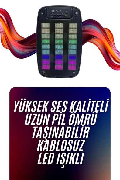 Bluetooth Hoparlör Taşınabilir Şarjlı Işıklı Büyük Boy Yüksek Ses Kaliteli MİR16371908 ürün görseli 1