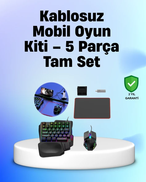 Profesyonel Mobil Oyuncular İçin RGB Klavyeli 5 Parça Oyun Kiti ürün görseli 1