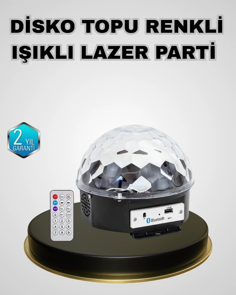 Bluetooth Hoparlörlü LED Disko Işığı Müzik Ritim Duyarlı ve Taşınabilir MİR33014560 ürün görseli 1