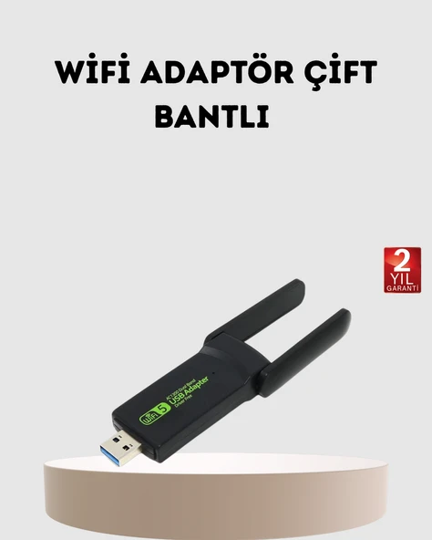 Ultratekno Dual Band WiFi Adaptör – 1200 Mbps, USB 3.0, Çift Antenli, Geniş Kapsama Alanı ve Yüksek Hız MİR56964284 ürün görseli 1