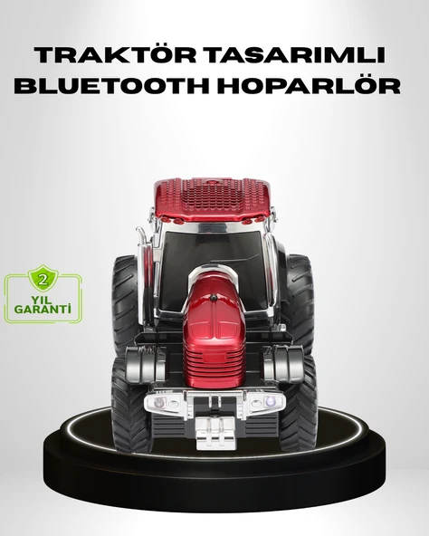 Retro Traktör Tasarımlı Kablosuz Hoparlör USB TF AUX FM Destekli MİR54848986 ürün görseli 1