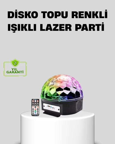 Ritim Hassasiyetli Bluetooth Hoparlörlü Disko Işığı Döner LED Efektli MİR21821323 ürün görseli 1