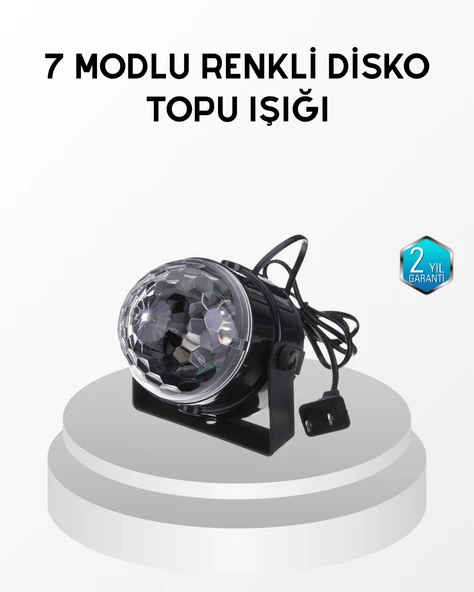 7 Renk Modlu Müzik Sensörlü Disko Topu – LED Işıklı Parti Aydınlatması MİR80986752 ürün görseli 1
