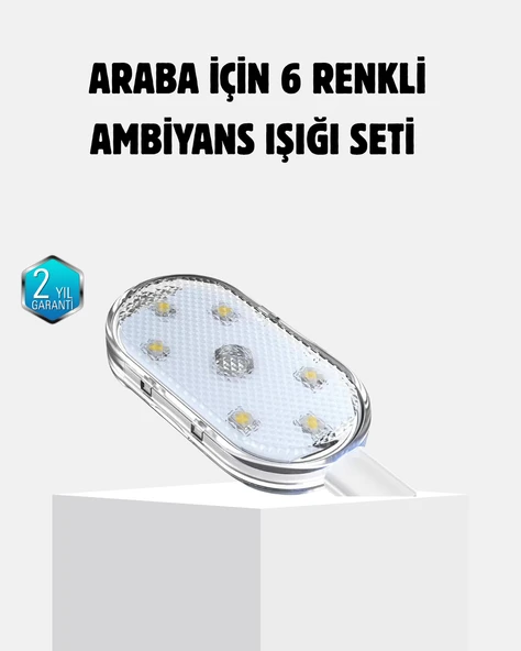 Kablosuz Manyetik Araba İçi LED Ambiyans Aydınlatma – Pratik Montajlı MİR37839013 ürün görseli 1