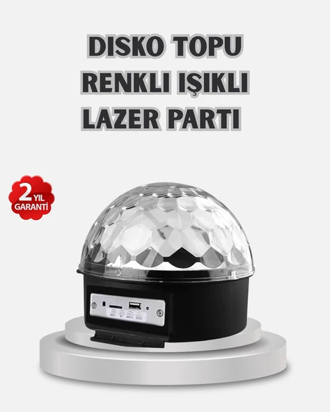 LED Disko Küresi Bluetooth Hoparlörlü Ritimle Senkronize Döner Işıklı MİR86098580 ürün görseli 1