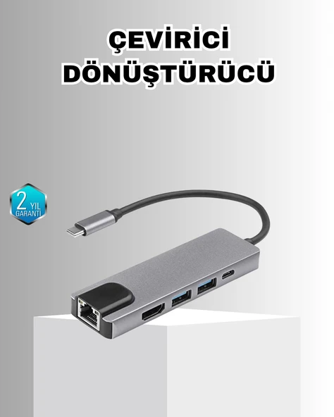 Alüminyum Kasalı MacBook USB-C Hub – 4K HDMI, USB 3.0, SD/TF Kart Girişi, PD Şarj Desteği MİR42986398 ürün görseli 1