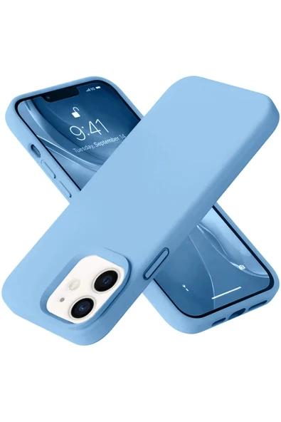 iPhone 12 Kılıf Nano içi Kadife Silikon - Mavi-(5796) ürün görseli 1