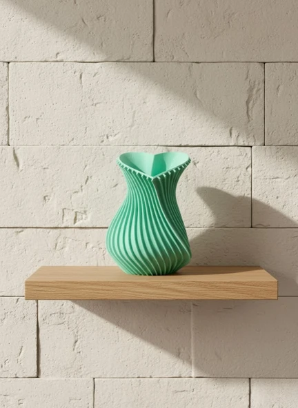Kalpli Turkuaz Dekoratif Vazo 24 cm Modern Şık Tasarım MİR34490090 ürün görseli 1