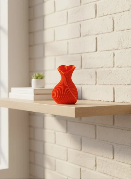 Kalpli Turuncu Dekoratif Vazo 11 cm Modern Şık Masaüstü Aksesuar MİR48940155 ürün görseli 1