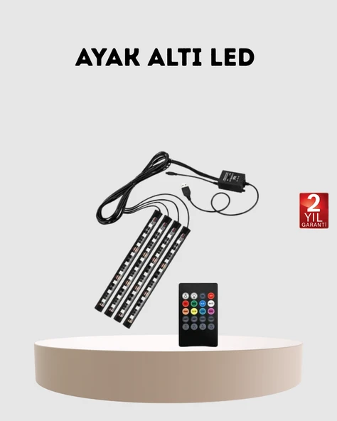 RGB Araç İçi LED Aydınlatma 12V 48 LED Müzik Kontrollü 4 Şerit Set MİR06833020 ürün görseli 1