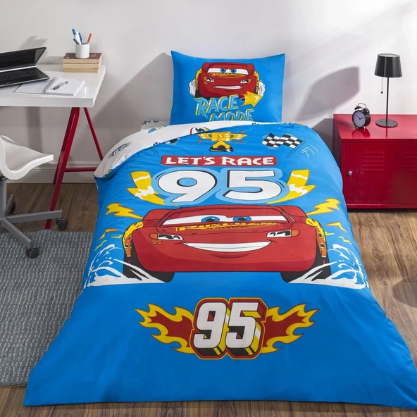 Taç Lisanslı Disney Cars Let' s Race Tek Kişilik Pamuk Nevresim Takımı ürün görseli 1