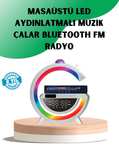 Aux TF Kart FM Destekli Dijital Saatli Kablosuz Şarjlı Hoparlör ürün görseli 1