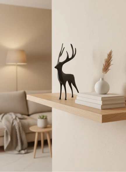 Geyik Figürü Gri Modern Salon ve Raf Dekoru MİR26961919 ürün görseli 1