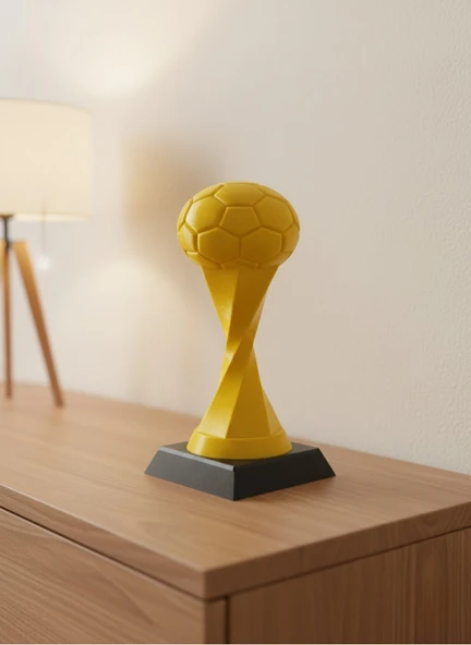 Futbol Toplu Sarı Kupa 21cm Masaüstü Dekor Ödül Figürü MİR75429948 ürün görseli 1