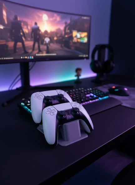 Antrasit İkili Gamepad Tutucu 7x18 cm Masa ve Raf Düzeni MİR85992308 ürün görseli 1