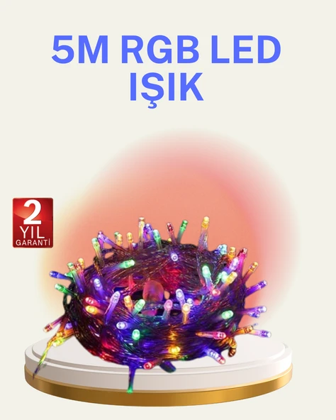 Şeffaf Kablolu 50 Ampullü 5 Metre LED Işık Dekoratif Aydınlatma MİR95483392 ürün görseli 1