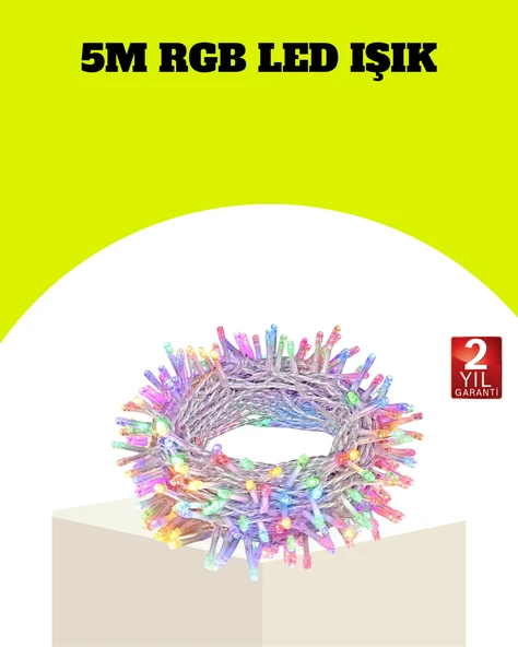 Enerji Tasarruflu Şeffaf Kablo 5 m 50 LED Dekor Işık MİR80987905 ürün görseli 1