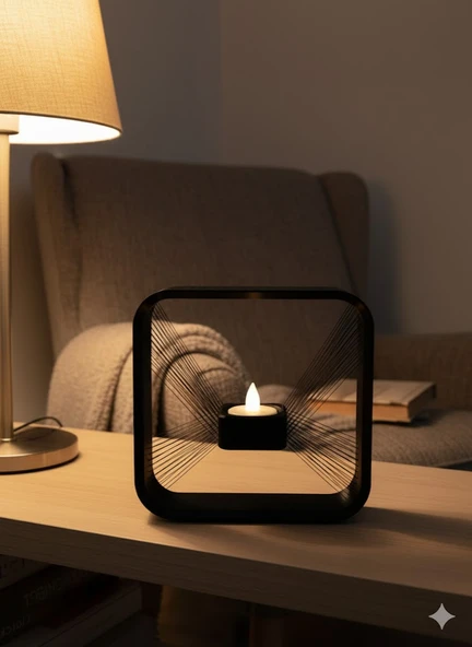 Kare Askılı Mumluk Duvara Asılan Şık Dekoratif Mumluk 16×16 cm MİR59257185 ürün görseli 1