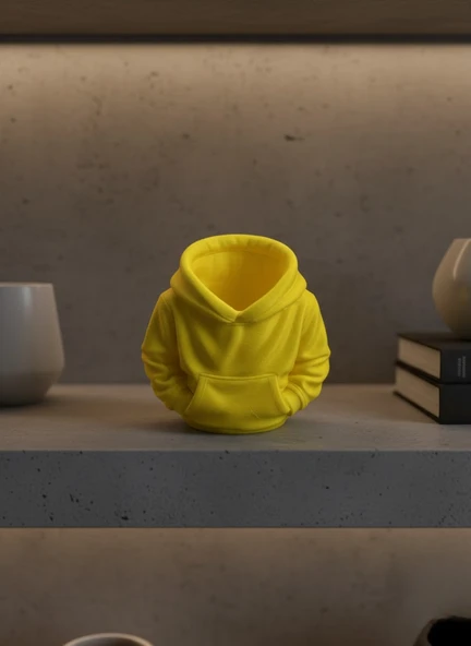 Sarı Hoodie Kalemlik 10x10 cm Masa Üstü Düzenleyici MİR03915663 ürün görseli 1