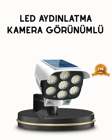 Güneş Paneliyle Şarj Olan Hareket Sensörlü Dış Mekan Güvenlik Lambası Ayarlanabilir MİR80743718 ürün görseli 1