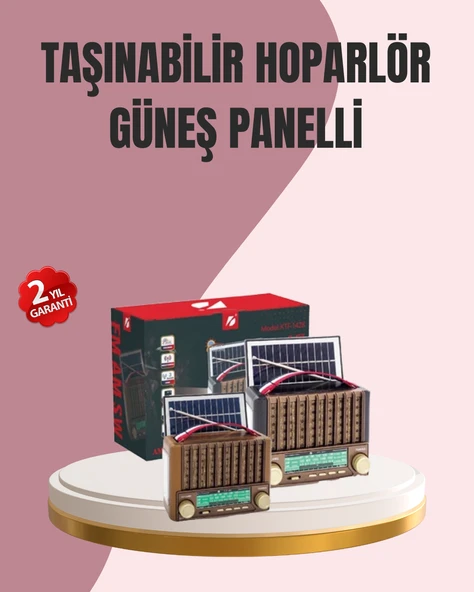 Solar Panel Şarjlı Taşınabilir Radyo Bluetooth Hoparlör Müzik Kutusu MİR01428261 ürün görseli 1