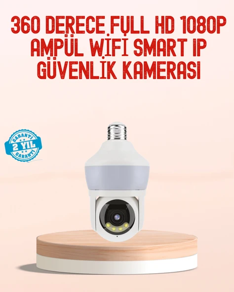 360° Full HD Wi-Fi Akıllı Ampül Kamera Gece Görüşlü MİR54701194 ürün görseli 1