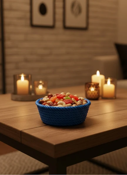 Yuvarlak Çerezlik Lacivert Salon ve Masa Üstü Sunum Kasesi MİR31423248 ürün görseli 1