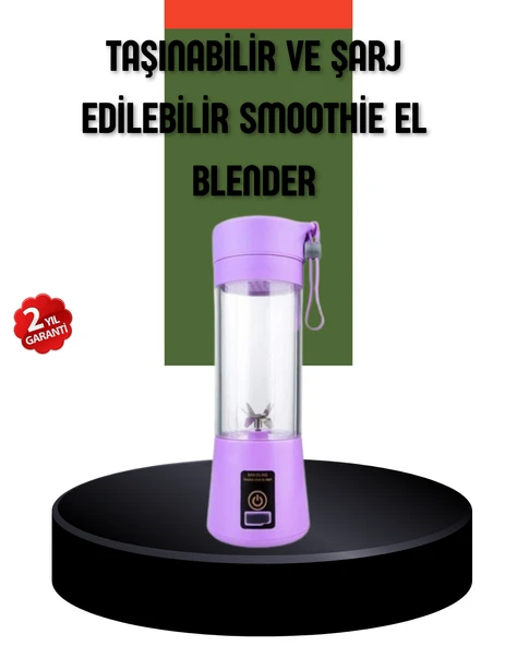 Taşınabilir USB Şarjlı Mini Smoothie Blender 380ml Çelik Bıçaklı Portatif MİR84030121 ürün görseli 1
