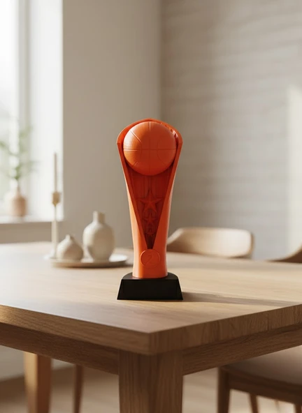 Turuncu Kupa 23cm Basketbol Temalı Dekoratif Ödül Biblosu MİR29074847 ürün görseli 1