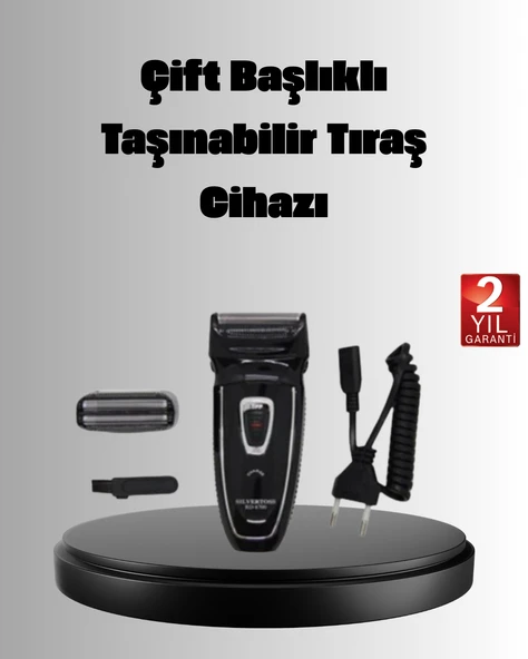 Şarjlı Kablosuz Tıraş Makinesi Çift Başlık Kuru Tıraş Ergonomik Taşınabilir MİR34042984 ürün görseli 1