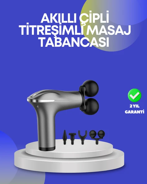 Portatif Şarjlı Masaj Tabancası 4 Başlık Derin Doku Masaj Aleti MİR44205741 ürün görseli 1