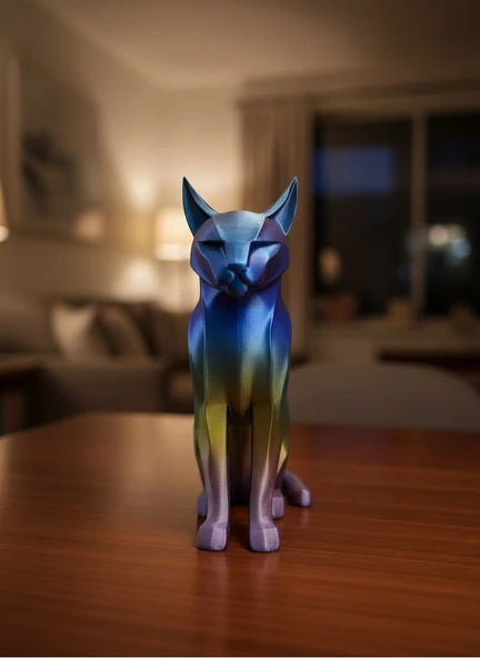 Rainbow Renkli Kedi Biblosu Dekoratif Masa ve Raf Süsü MİR57461234 ürün görseli 1