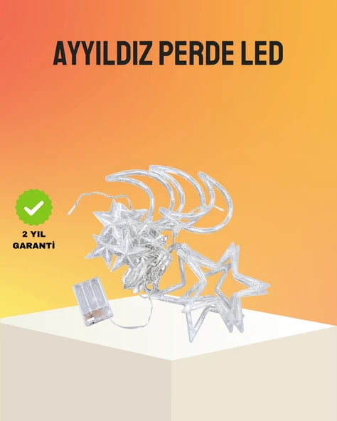 Yanıp Sönen ve Sabit Modlu Yıldız Ay Perde Led Işık MİR66197454 ürün görseli 1