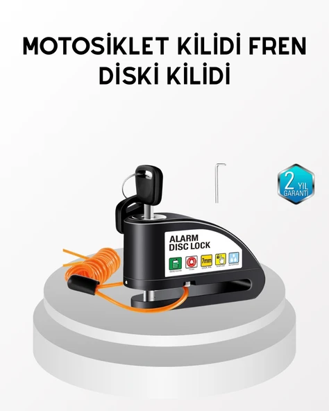 Anti Hırsızlık 110 dB Alarm Disk Fren Kilidi Suya Dayanıklı Çelik Güvenlik Kilidi MİR06159121 ürün görseli 1