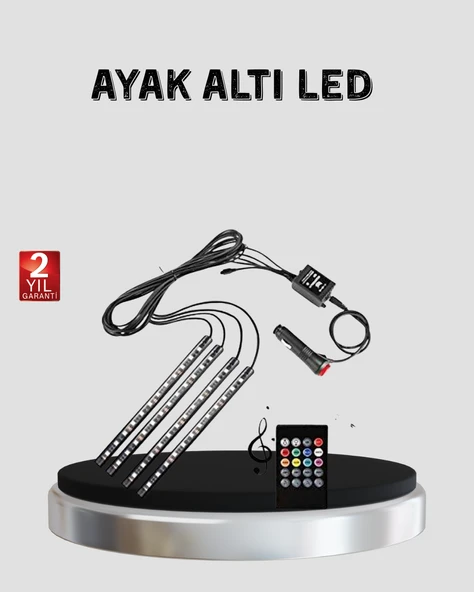 48 LED Araç İçi RGB Şerit Aydınlatma Müzik Senkron USB Kumandalı Set MİR03889531 ürün görseli 1