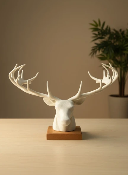 Dekoratif Geyik Başı Heykel 25 cm Modern Minimal Tasarım MİR25762024 ürün görseli 1