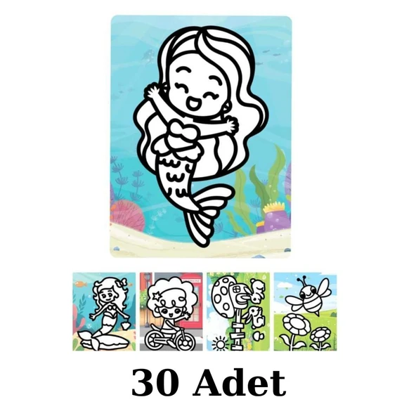 Kum Boyama Seti 30 Adet A4 Boyutunda (27x20 ) ürün görseli 1