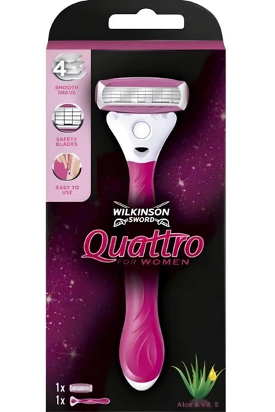 Wilkinson Sword Quattro Sistem Kadın Tıraş Bıçağı Vakumlu Tutma Aparatı Ile Birlikte 4 bıçaklı 1 adet ürün görseli 1