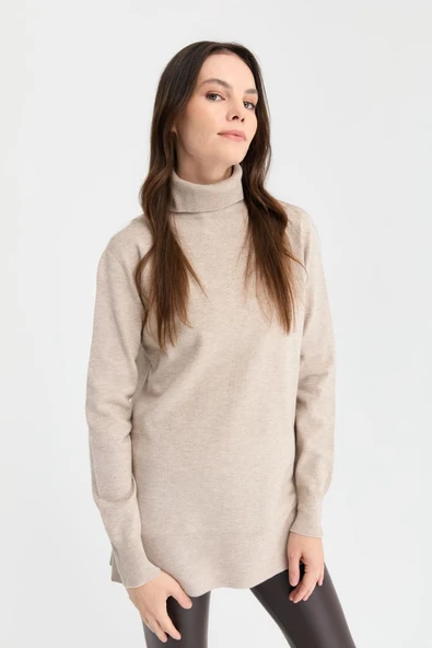 Desen Kadın Oversize Boğazlı Uzun Kol Kazak - Minimalist Stil ürün görseli 1