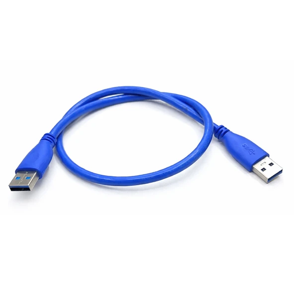 Usb 3.0 Erkek Erkek mavi şarj ve data kablosu 50cm ürün görseli 1