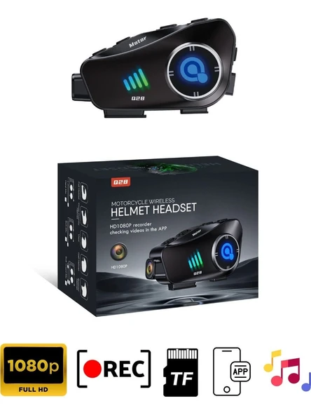 Q28 Intercom Kameralı Kask Kulaklık | Full HD 1080P Kamera | 32GB Hafıza Kartlı | Bluetooth | Eller Serbest ürün görseli 1