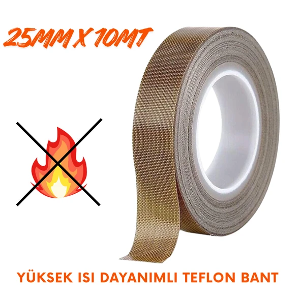 Yüksek Isı Dayanımlı Yapışkanlı Teflon Bant 25mmx10mt ürün görseli 1