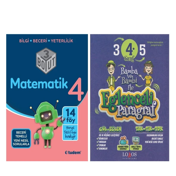 Tudem Yayınları 4. Sınıf Matematik 3 Boyut ve Lodos Eğlenceli Paragraf Soru Bankası Seti 2 Kitap ürün görseli 1