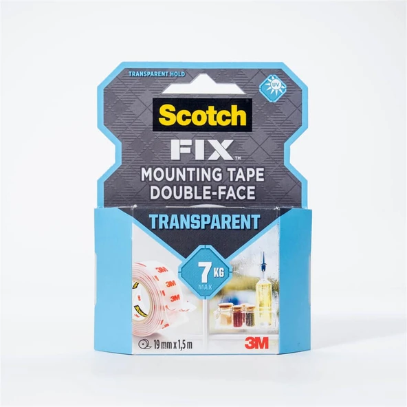 3M™ Scotch-Fix™ Montaj Bandı - 4910C-1915-P, Şeffaf - Max 7 kg (19mm x 1,5m) ürün görseli 1